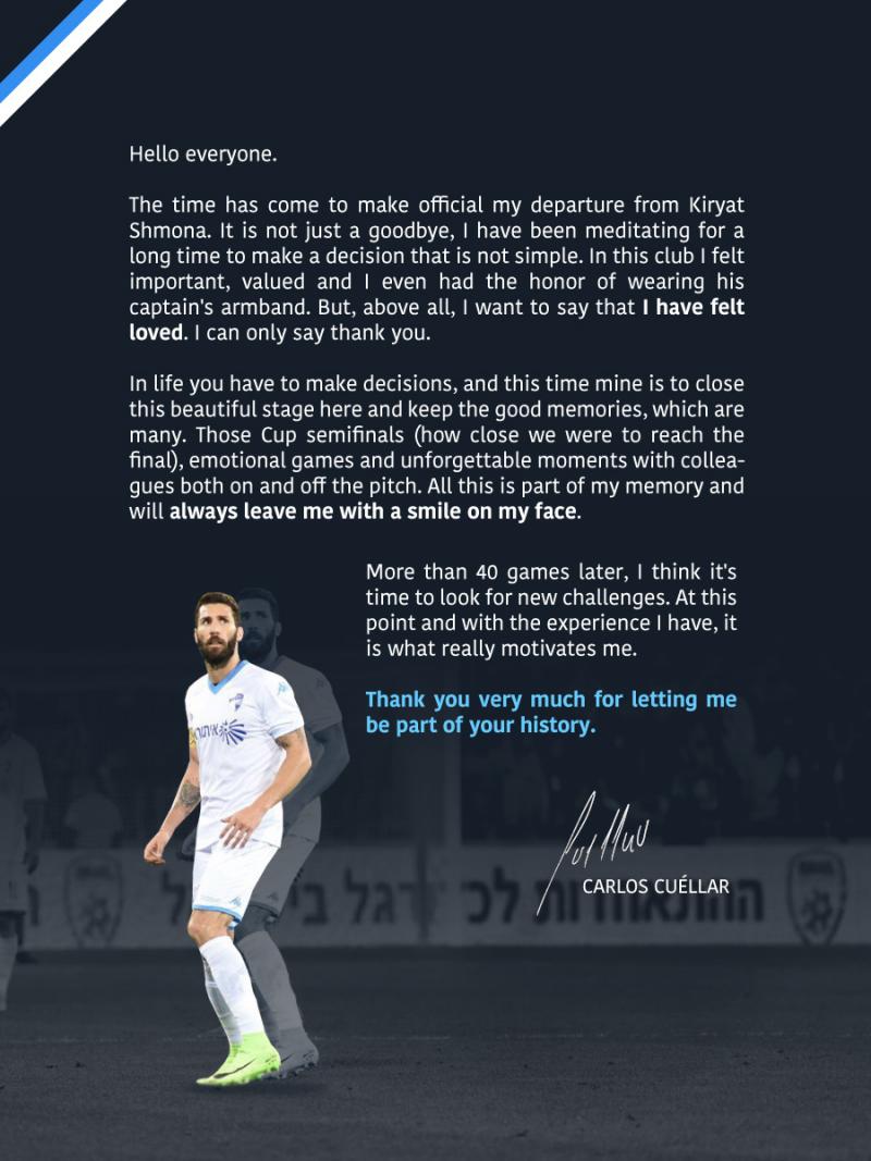 Cuéllar se despide del Kiryat Shmona con buena nota